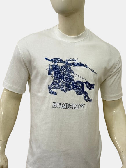 BURBERRY EMBROIDERED OVERSIZED T-SHIRT - WHITE